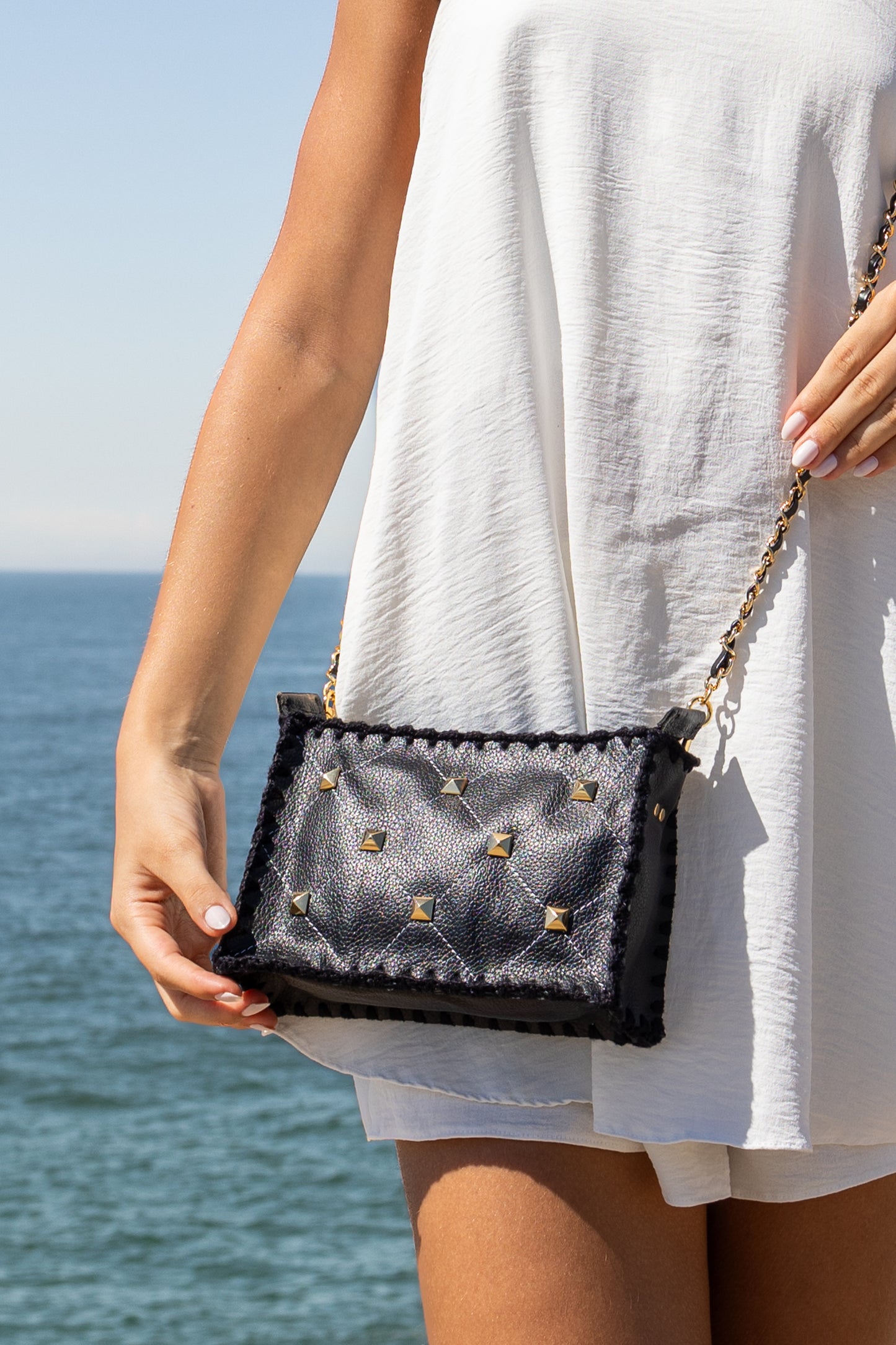 Bolsa Mari Spike Vinho + Alça de Corrente e Courino