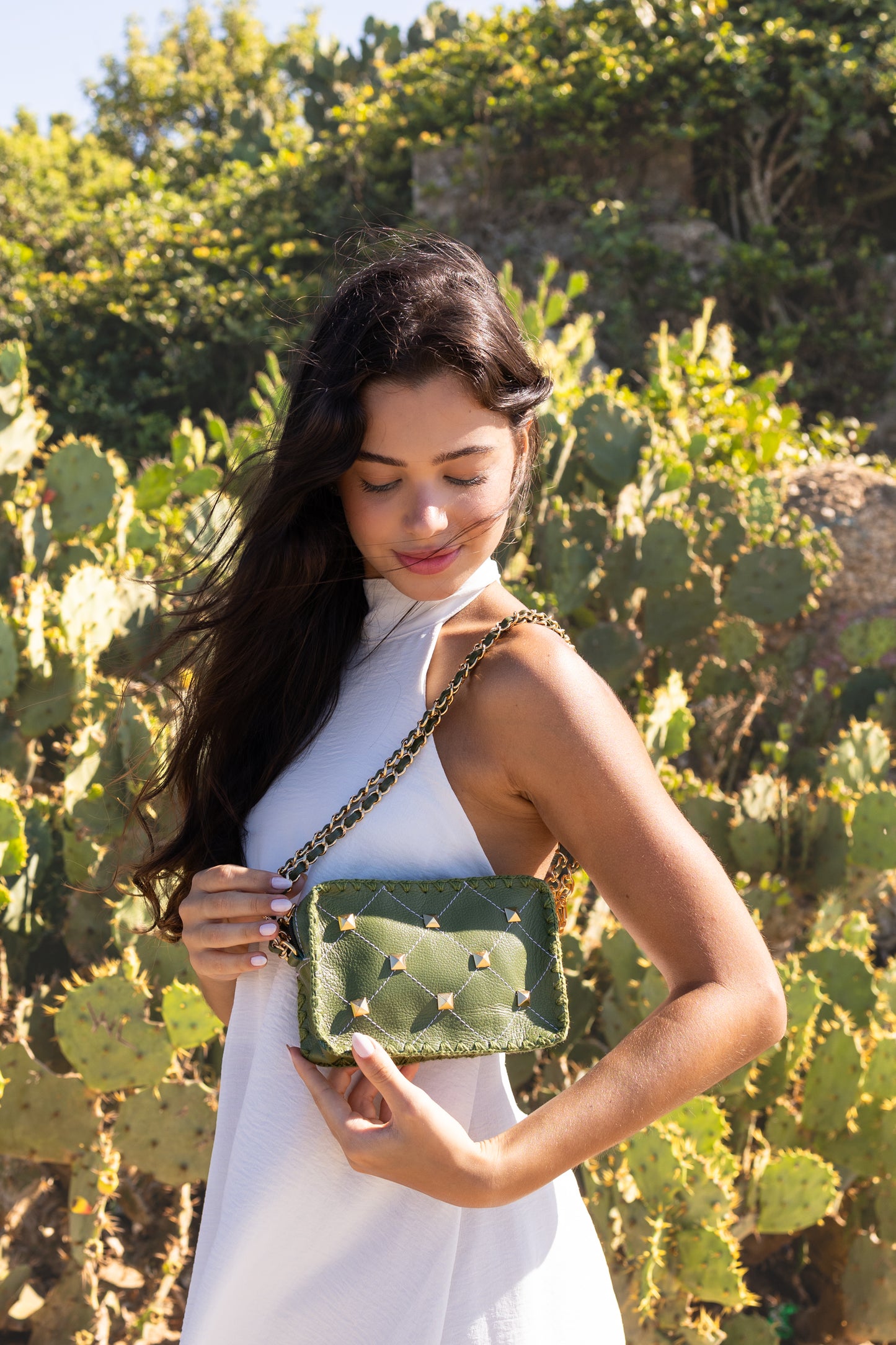 Bolsa Vicky Spike + Alça de Corrente e Courino