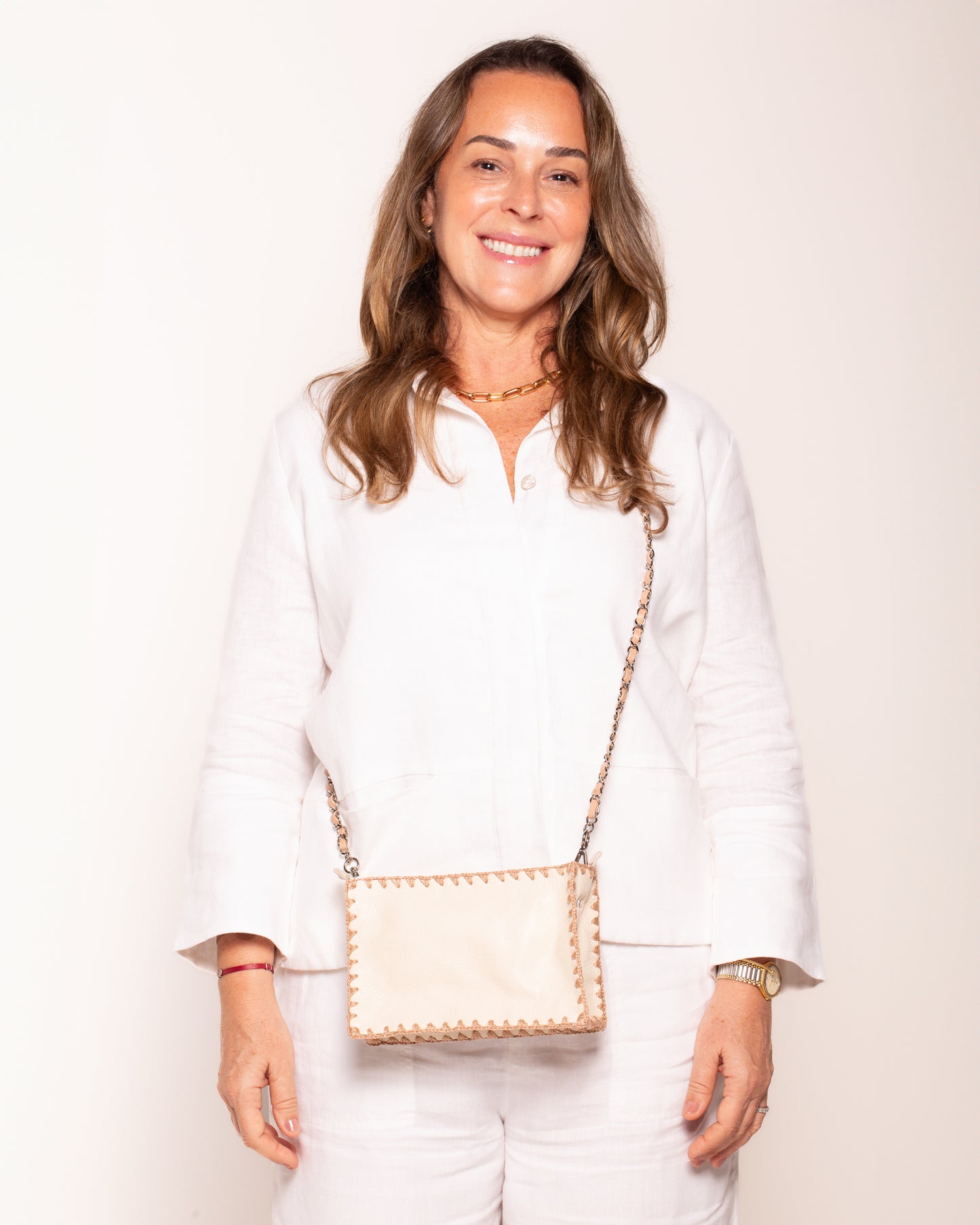 Bolsa Mari Zíper + Alça corrente e courino