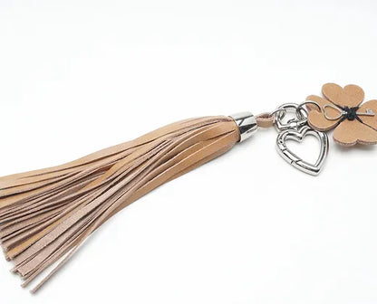 Bag Charm de Franja e Trevo (Prateado)